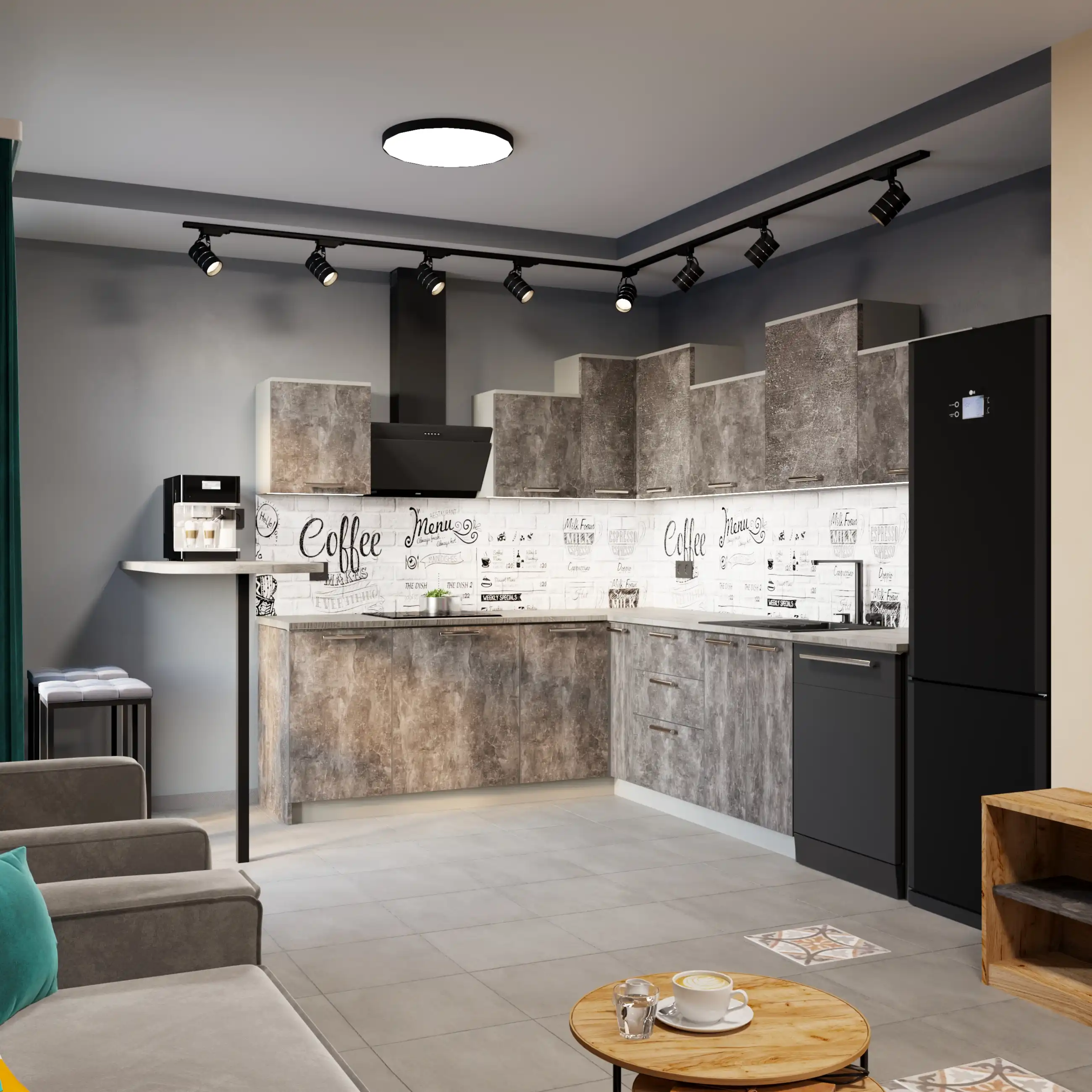  Трехкомнатный Apartment с кухней  с 4 балконами