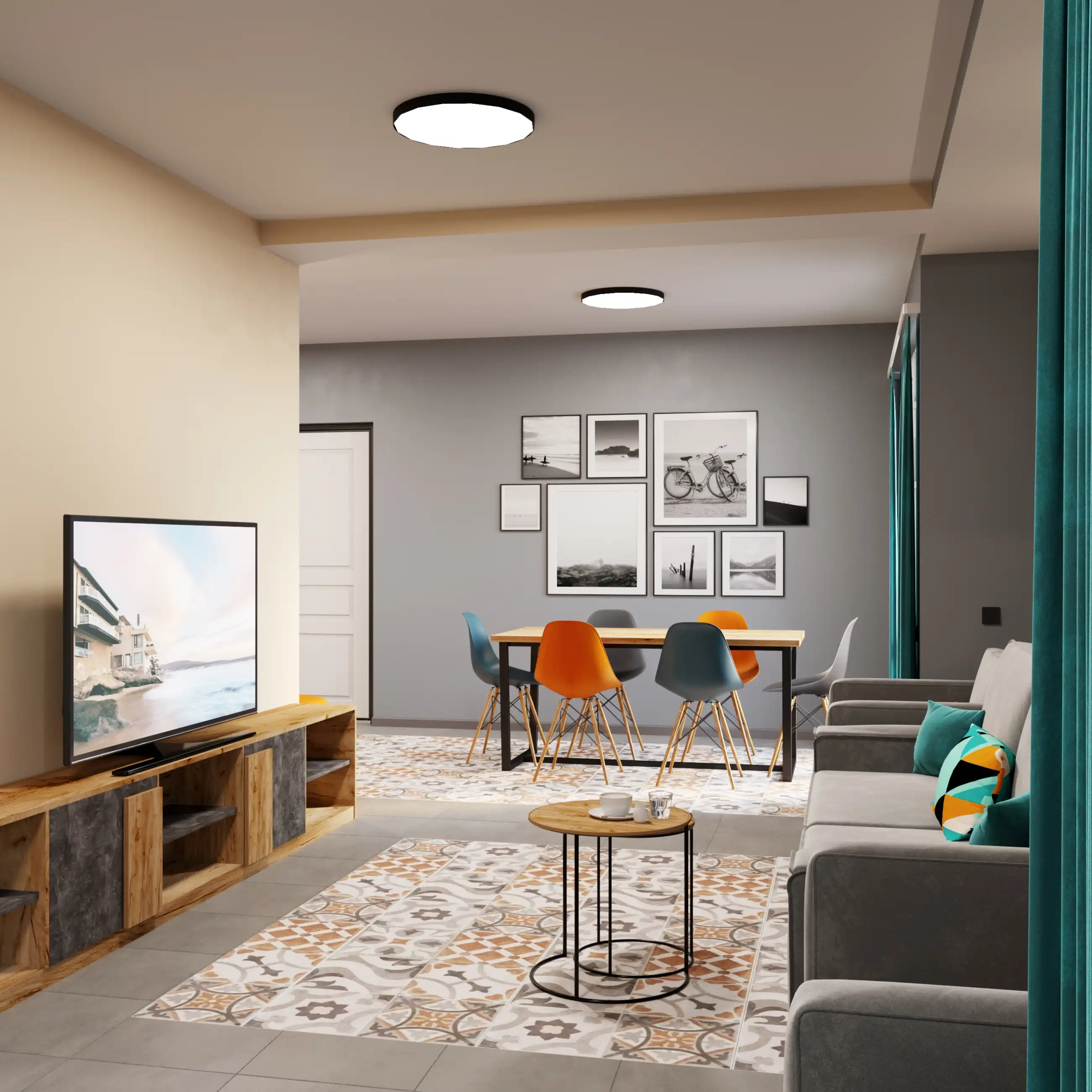  Трехкомнатный Apartment с кухней  с 4 балконами