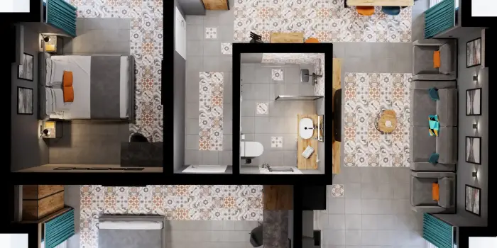  Трехкомнатный Apartment с кухней  с 4 балконами